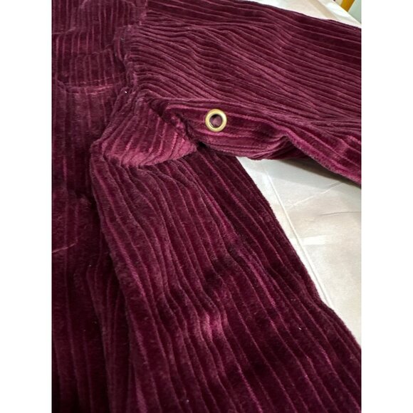 vintage QVC Denim & Co. Plum Corduroy Womens Small Zip Jacket Leather collar - Picture 11 of 13